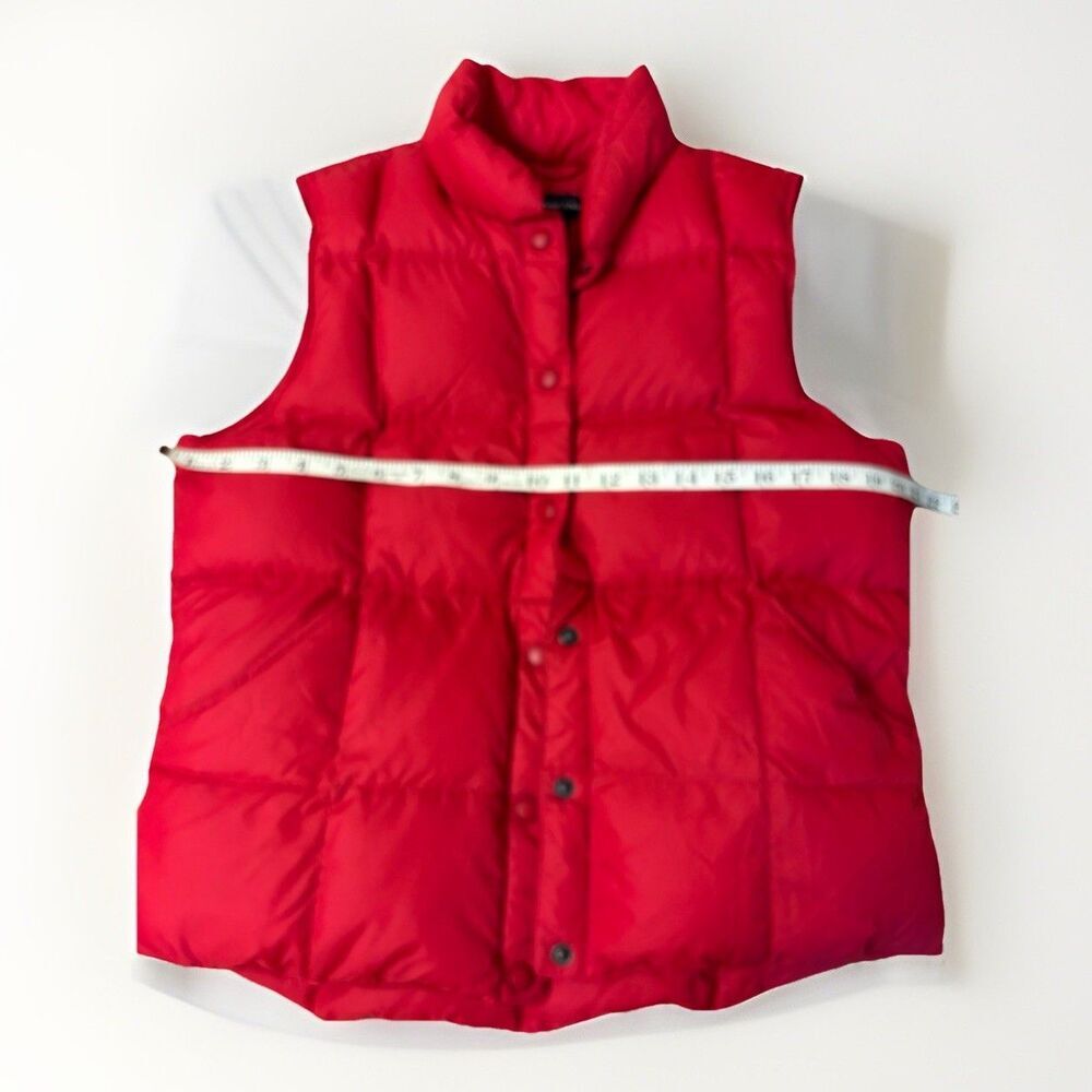 Lands’ End Goose Down Puffer Vest Snap Front Quilted Feathers Women’s Red Sz Med - Picture 6 of 8